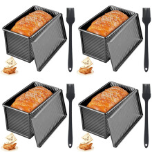 4X Bread Baking Mould with Lid, Toast Bread Baking Mould with Lid,Toast Bread Mould with Oil Brush, Bread Moulds