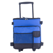 43L Insulated Rolling Cooler with Wheels, Foldable Waterproof Large Capacity Bag for Camping, Blue