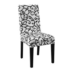 3X Stretchy Dining Chair Cover Short Chair Covers Washable Protector Slipcover (White + Black)