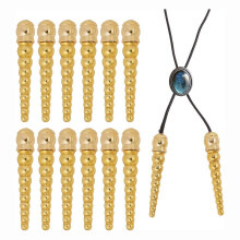 12 Pcs Bolo Tie End Cap Gold Bolo Tie Tips Cord Ends Accessorie Replacement for Bracelet DIY Crafts Making Gold