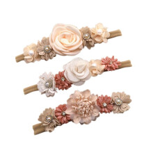 3Pcs Baby Girl Nylon Headbands - Floral Infant Hair Band Bows, Elastic Wraps for Newborns & Toddlers