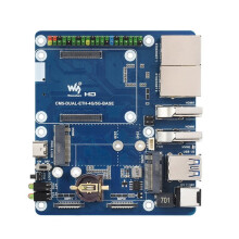 Waveshare for Raspberry Pi CM5 Dual LAN Carrier Board 2.5G Ethernet PCIe M.2, 4G/5G Support with RJ45 IO Base and GPIO