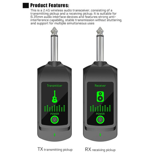 2.4G Wireless Microphone Transmitter Receiver System for Dynamic Microphone Guitar Audio Mixer PA System Audio Pickup A 2
