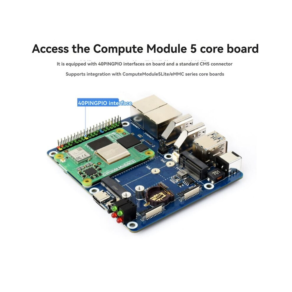 Wave. Share Interface Raspberry Pi Waveshare for Raspberry Pi CM5 Dual LAN Carrier Board 2.5G Ethernet ...