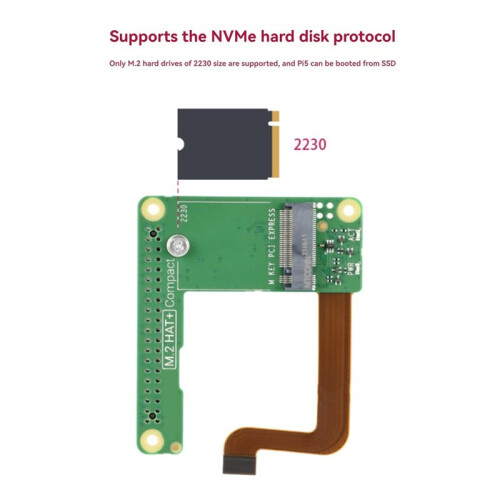 For Raspberry Pi M.2 HAT+ Compact Kit PCle to M.2 Expansion Board for NVMe M.2 Hard Drives High-Speed Read Write