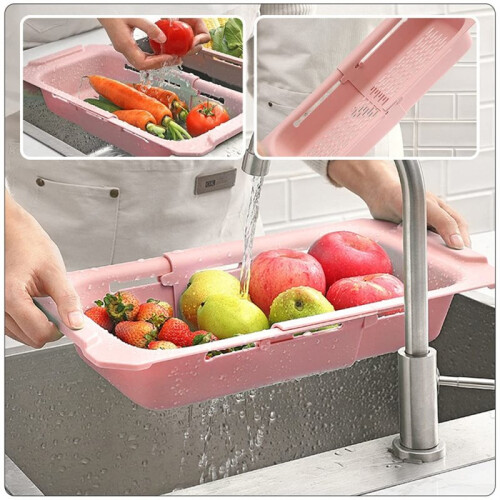 Over Sink Drying Rack Kitchen Sink Accessory for Easy Vegetable Fruit Washing and Convenient Drain Basket for Kitchen
