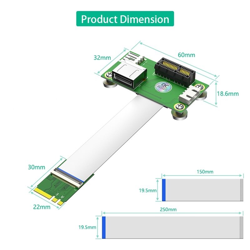 Express Card For Riser NGFF M.2 Key A/E to PCI-E Express 1X +USB Riser Card with EMI Shielding ...