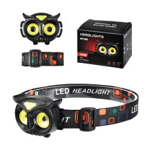 Rechargeable LED Headlamp with COB Warning Light, Brightness Dual Modes, Adjustable Strap for Camping Hiking Outdoor Work (1 Pcs)