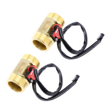2X B10 Dn25 1Inch Water Hall Effect Turbine Flow Sensor Meter Turbine Flowmeter 2-50L/Min(Brass)