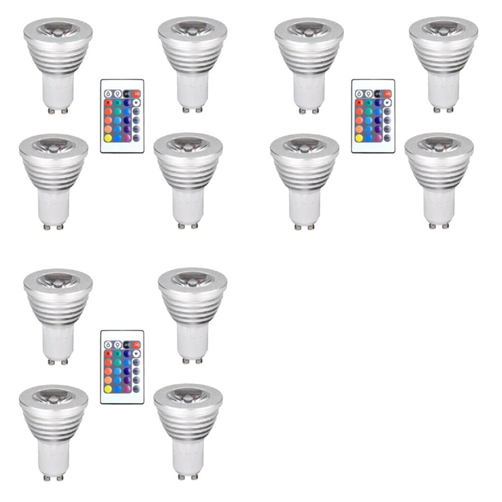 12Pcs Gu10 Bulbs And 1Remote Control With Memory Function 4Dynamic Ing Modes Spot 17Colors Changeable Light/White 6032827817138