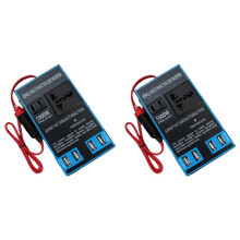 2X 12V 24V auf 220V 1500W Auto-Wechselrichter 4 USB-Buchsen Schnellladekonverter