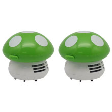 2X Aspirateur de Bureau à Main en Forme de Champignon, Nettoyeur de Bureau, Effaceur de Poussière, Papier, Balayeuse à Poussière, Vert