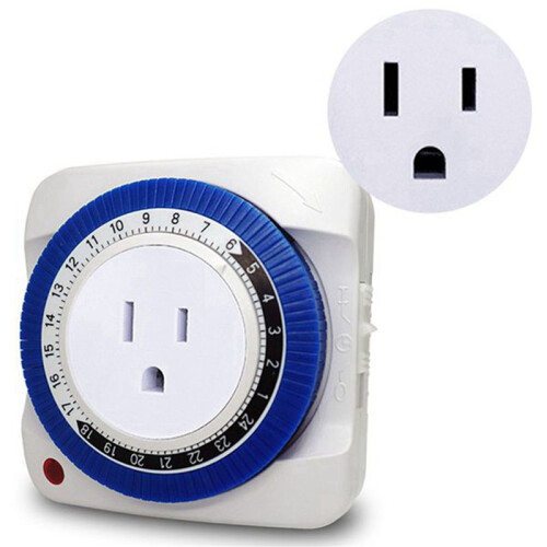 2X 24 Hour Timer Socket Mechanical Program Timer  Socket 125v Wall Outlet Protector  Saveing(US Plug) 1