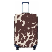 Stretch Spandex Luggage Cover 25–28 Inch Cow Print Brown Scratch‑Resistant Durable Suitcase Protector