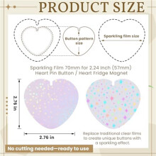 400Pcs Heart Button Maker Supplies Glittering Film for Pin Maker Machine Kit 4 Styles Clear Holographic Laminate Sheets