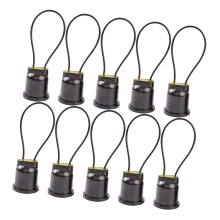 Premium Black Bamboo Lamp Holder Adapter E27 Waterproof 10pcs