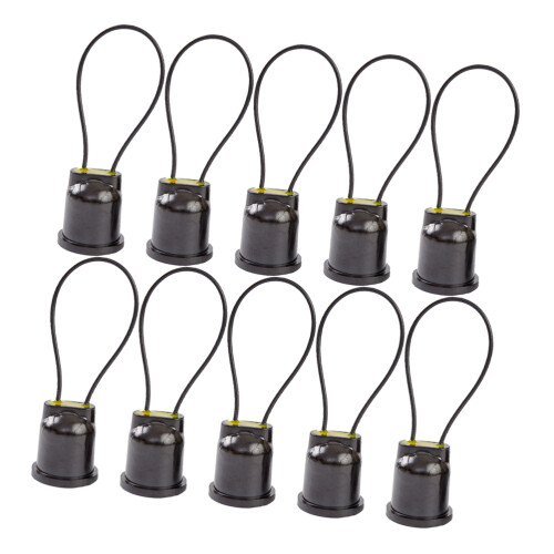 Premium Black Bamboo Lamp Holder Adapter E27 Waterproof 10pcs