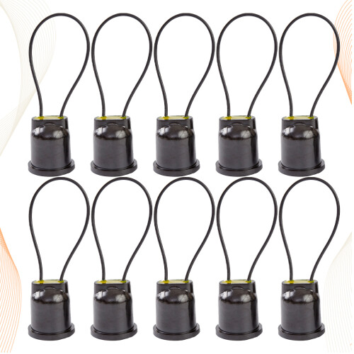 Premium Black Bamboo Lamp Holder Adapter E27 Waterproof 10pcs 1