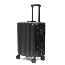 20 Inch Carry On Luggage Zipperless TSA Approved Hard Shell Suitcase with Aluminum Frame, Lightweight Spinner with Cup Holder, Black