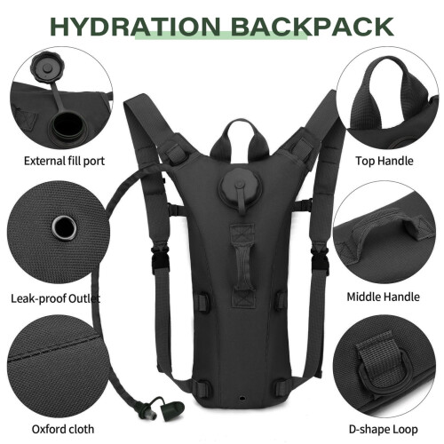 Hydration Backpack with 3L Water Bladder, LeakProof Valve, Adjustable Strap for Hiking and Running 2