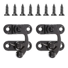 2 Pcs Antique Hook Hasp Latch Black Cabinet Lock Latch for Wooden Box Jewelry Case with Screws