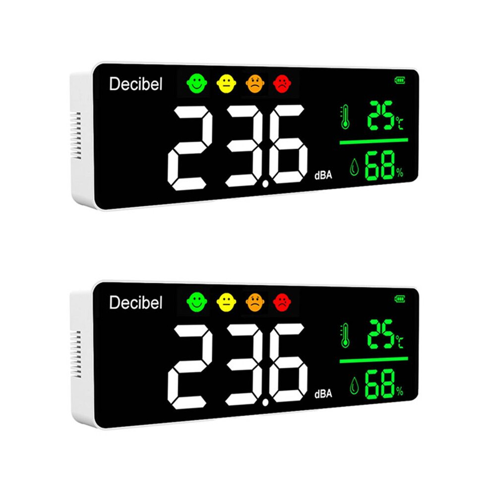 2X Dm1306d Digital Decibel Sound Meter Wall Mounted Noise Detector 30-130Db Temperature And Humidity Monitor 6032182479859