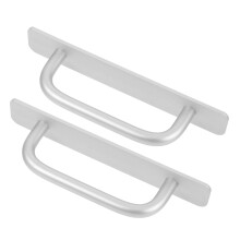 2pcs NoDrill Adhesive Aluminum Cabinet Handles, Modern Silver Drawer Pulls for Sliding Doors and Wardrobes