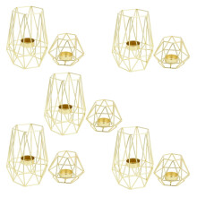 Set di 10 Candelabri Nel Metallo Oro Geometrici Tealight per Decorazioni Soggiorno E Bagno - Centrotavola per Matrimonio E Sala Da Pranzo, Decorazioni