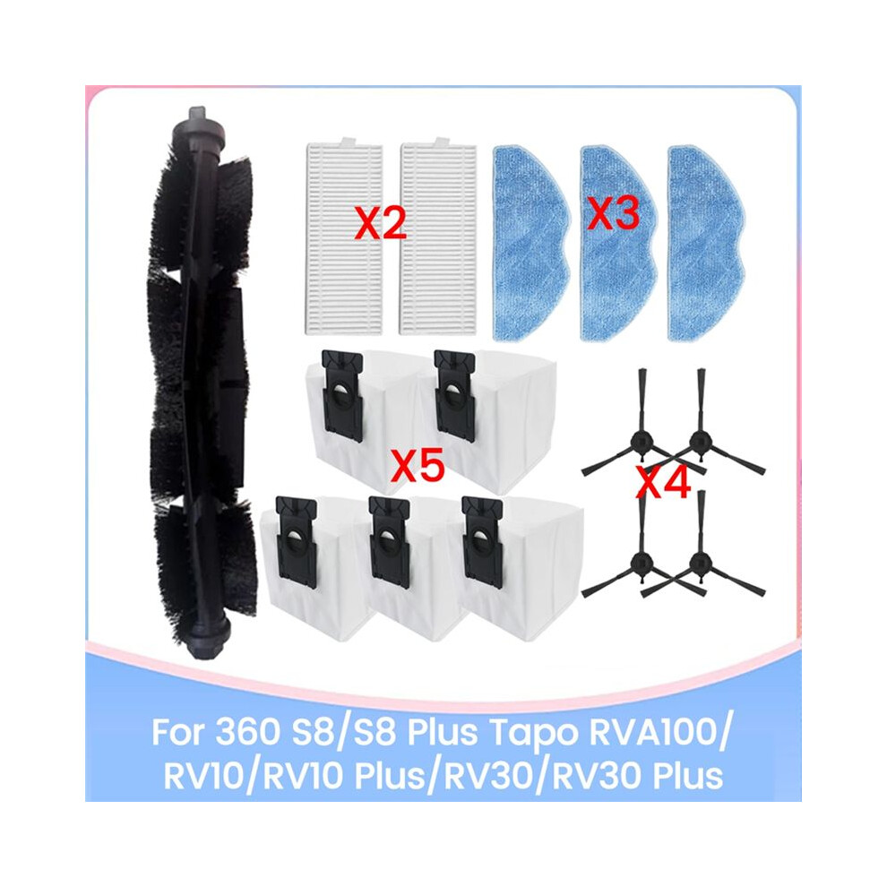 15Pcs For 360 S8/S8 Tapo Rva100/Rv10/Rv10 /Rv30/Rv30 Replacement Parts Brush Filter Dust Bag Mop Cloth 4711558496141