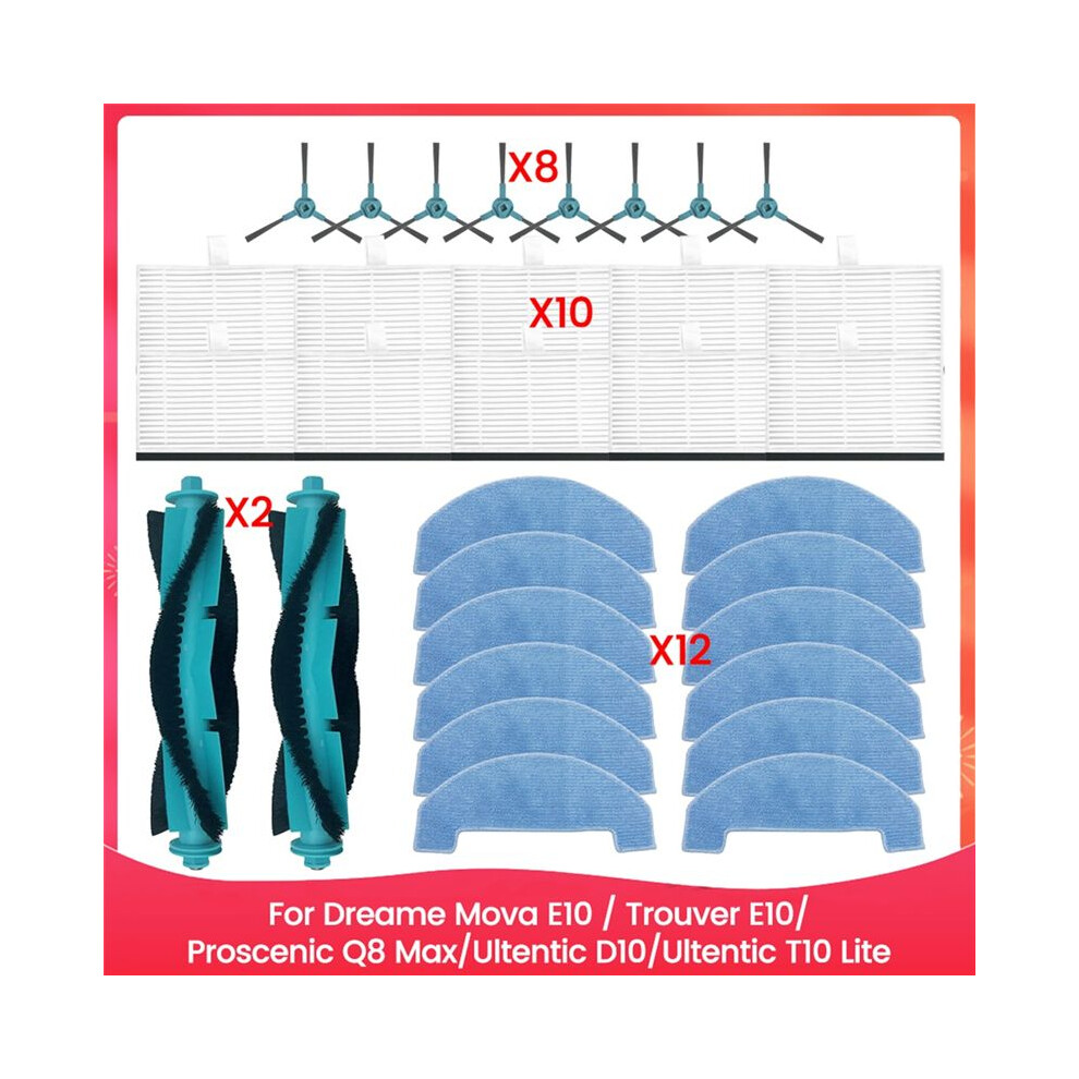 32Pcs Brush Filter And Mop Cloth Kit For Mova E10 Trouver E10 Q8max D10 T10 Vacuum Cleaner Replacement Parts 4713460277511