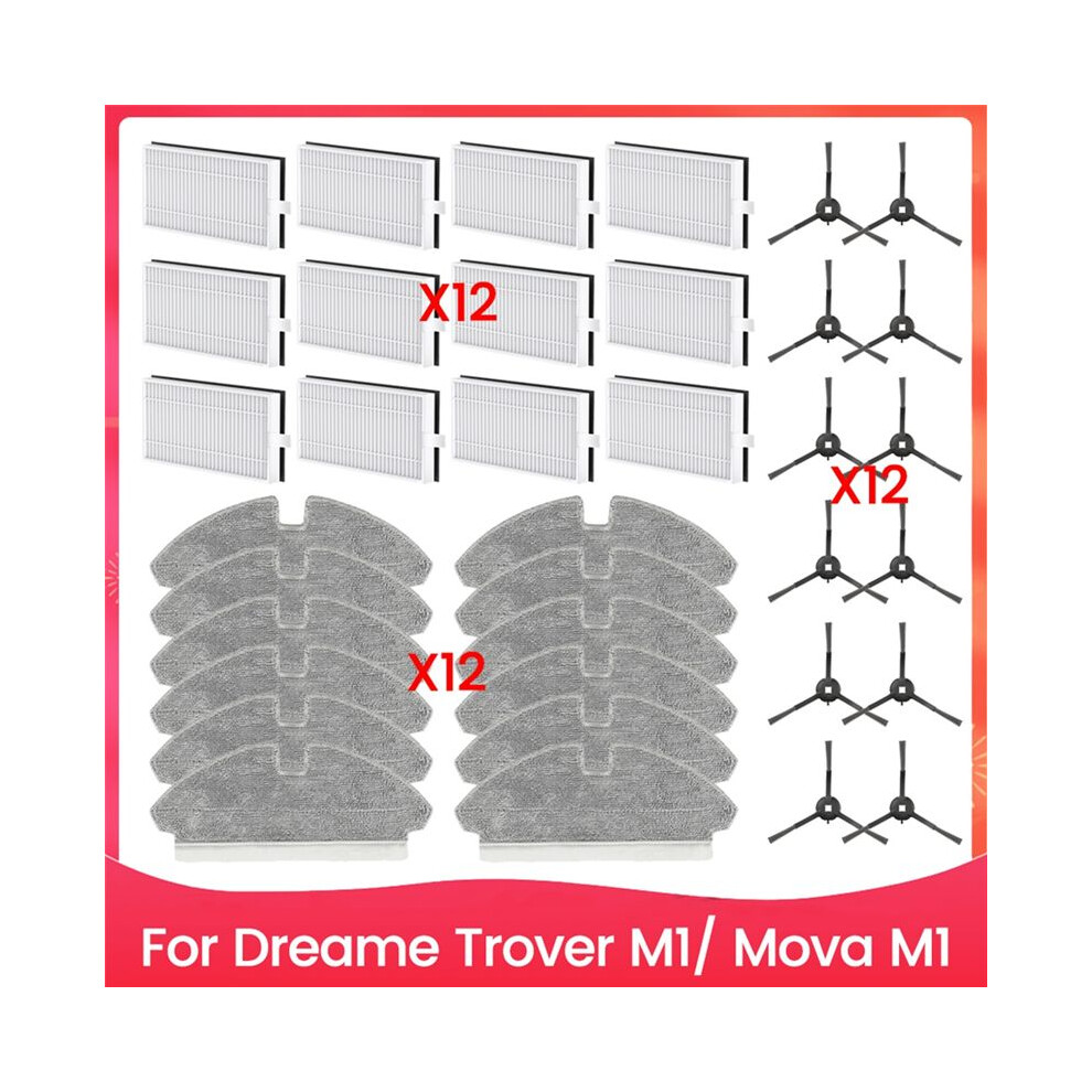 36Pcs Side Brush Mop Cloth And Filter Kit For Mova M1 Trouver M1 Vacuum Cleaner Accessories Replacement Parts 4713180520065