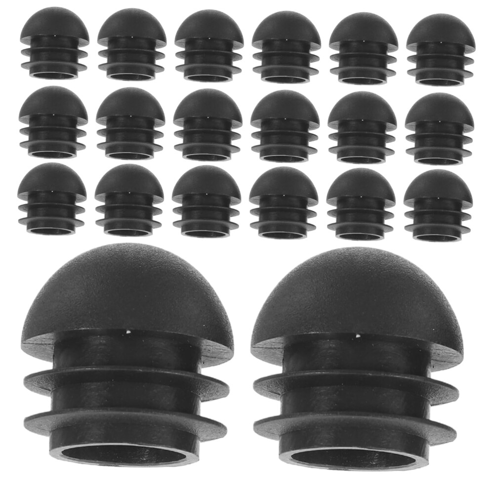 25Pcs Chair Leg Caps 22Mm Round Tube Plugs Black Polyethylene End Caps Floor Protection 9351714584975
