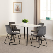 Marlow & Lukas Dining Set (X4 Chairs) Grey Velvet
