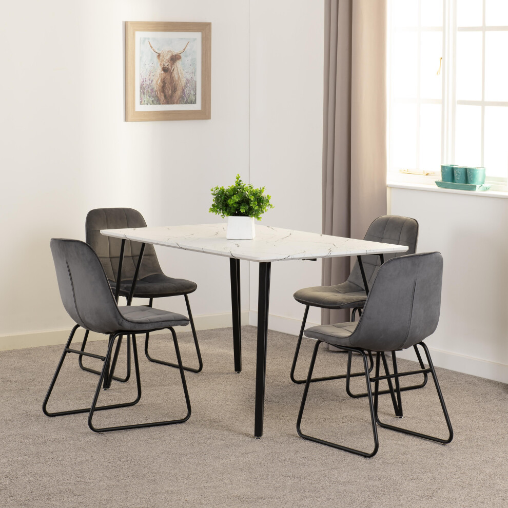 Seconique Marlow & Lukas Dining Set (X4 Chairs) Grey Velvet Not,Specified