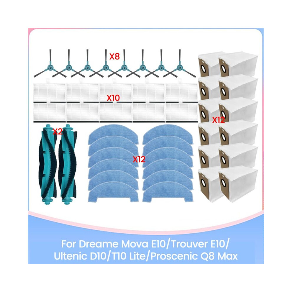 44Pcs For Mova E10/Trouver E10 Ultenic D10/T10 Lite Q8 Max Spare Parts Brush Hepa Filter Mop Dust Bag 6031701775786