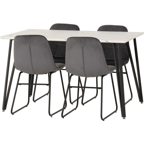 Seconique Marlow & Lukas Dining Set (X4 Chairs) Grey Velvet 1