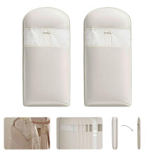 2 Packs Large Hanging Garment Bag with SelfCompression Zipper, Waterproof Closet Storage for Coats and Jackets (Beige)