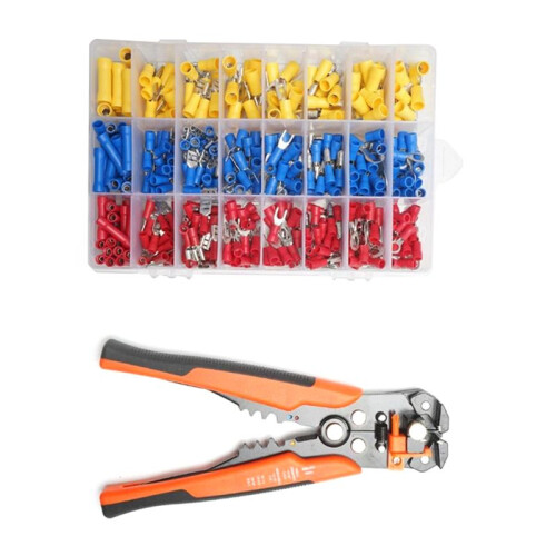 Wire Crimping Tool Set,Crimp Spade Terminal Assorted Electrical Wire Cable Connector Kit Crimp Spade Insulated Ring Fork 1