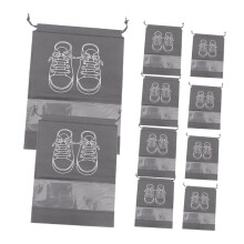 10pcs Thickened NonWoven Shoe Storage Bags with Transparent Window and Drawstring Closure for Travel and Home