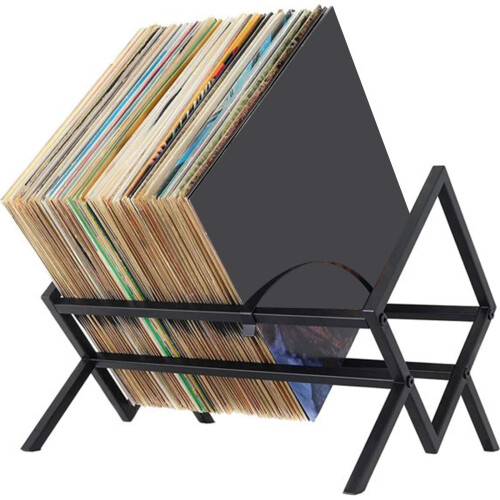 Metal Vinyl Record Storage Rack with Durable Construction, Compact Desktop Design and Elegant Style 1