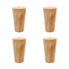 Solid Oak Furniture Legs 4pcs 12cm Mid Century Modern Sofa Table Feet with Mounting Plates and Pads