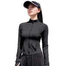 Women's Long Sleeve Sun Shirt Lightweight-Stand collar black XL