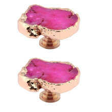 Rose Red Crystal Cabinet Knobs 2 Pcs DiamondFaceted Design Drawer Pulls for Wardrobe and Dresser