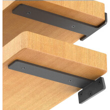 6 Pack 8 Inch Floating Shelf Brackets Heavy Duty Black Metal L Brackets with Concealed Mounting Design