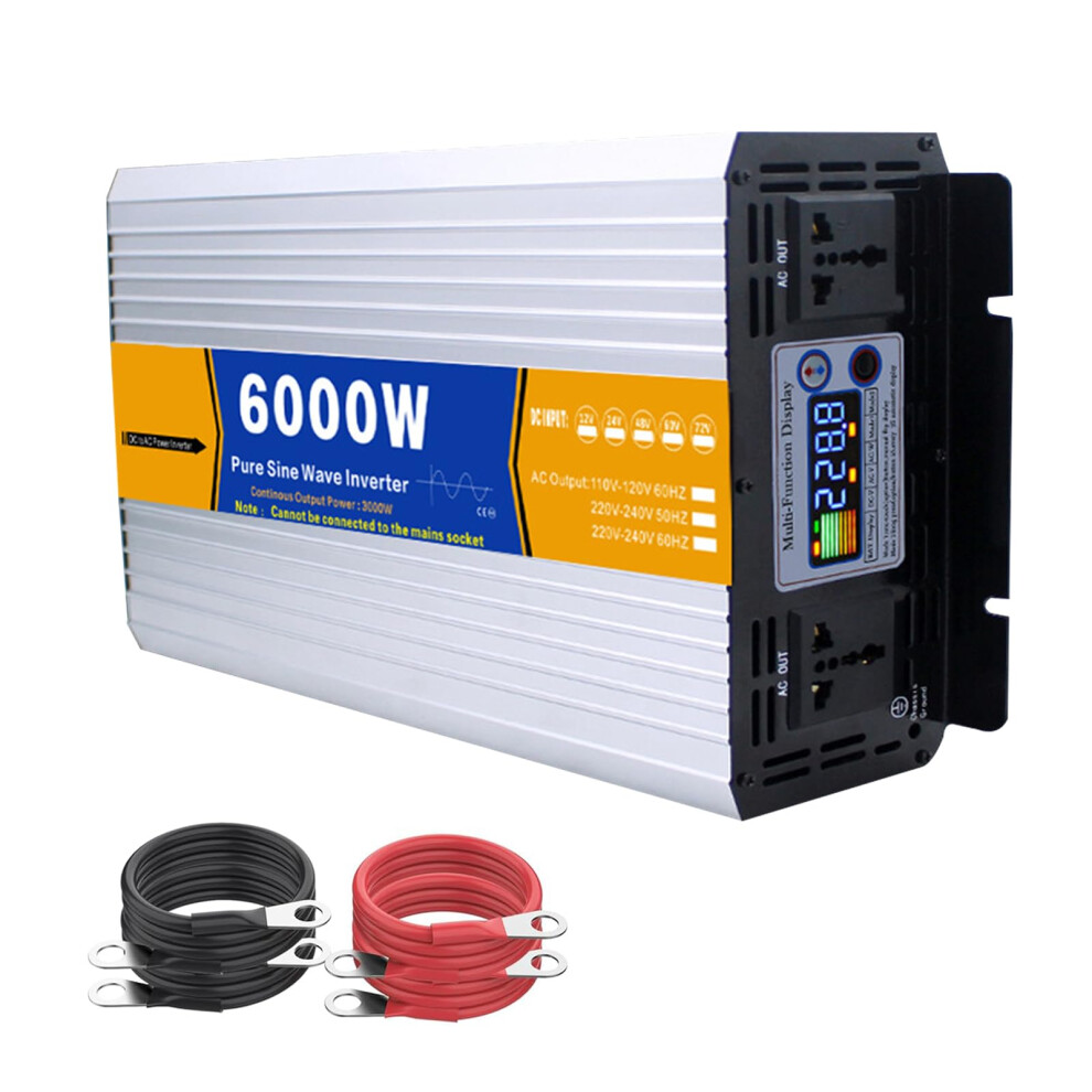 6000W Pure Sine Wave Power Inverter, 12V72v Dc To 120V 240V Ac For Rv Offgrid Solar 9351714585477