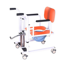 Hydraulic Patient Lift Wheelchair with Commode, Height Adjustable Transfer Chair for Elderly and Disabled