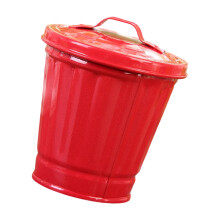 Novelty Iron Themed Dustbin For Various Room Tabletop-Red