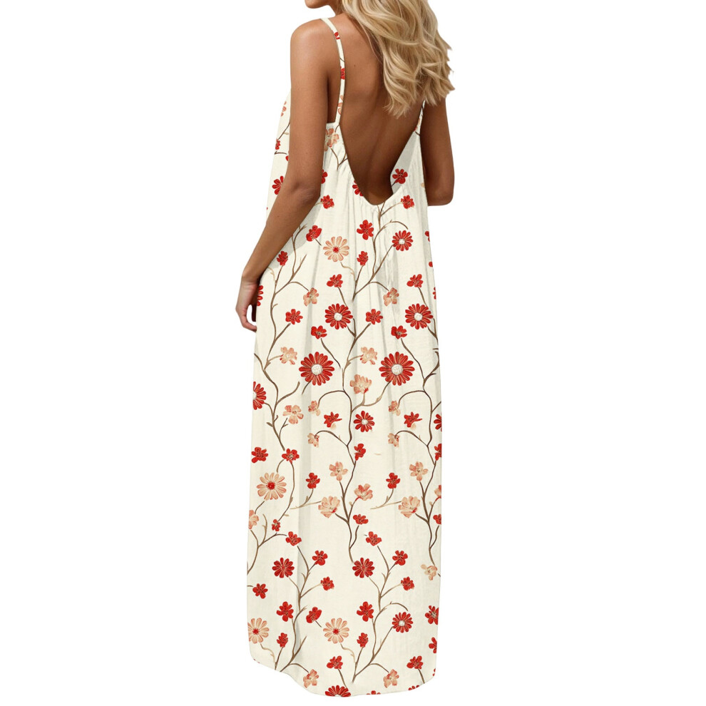 Women Backless Cami Dress, Summer Casual Sleeveless-Pink XXL