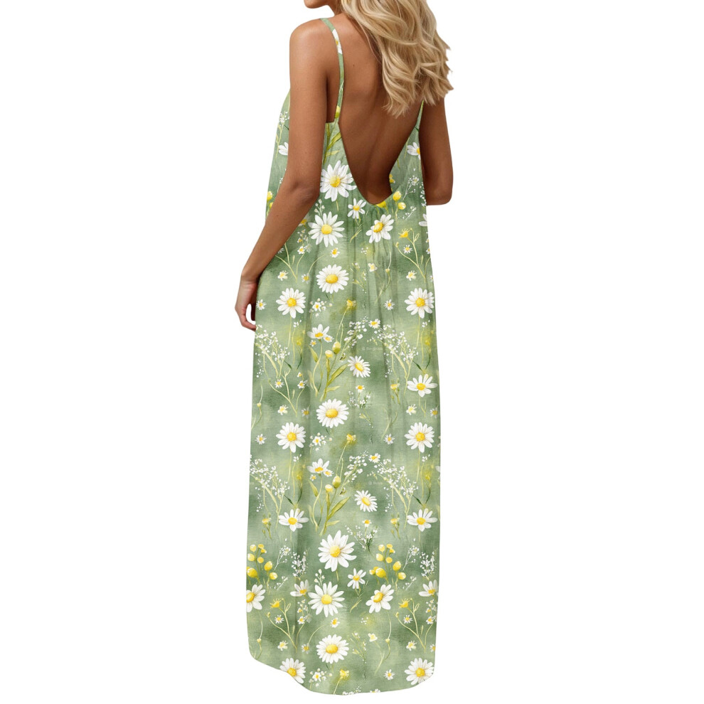 Women Backless Cami Dress, Summer Casual-Army Green M