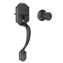 Oil Rubbed Bronze Front Door Handle Set, Reversible Entry Handleset with Knob, No Lock for Right and LeftHanded Doors